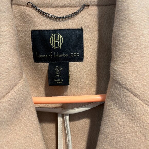 House of Harlow 1960 x Revolve Womens Classic Long Coat LARGE in Camel - Picture 5 of 10